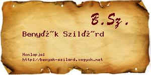 Benyák Szilárd névjegykártya